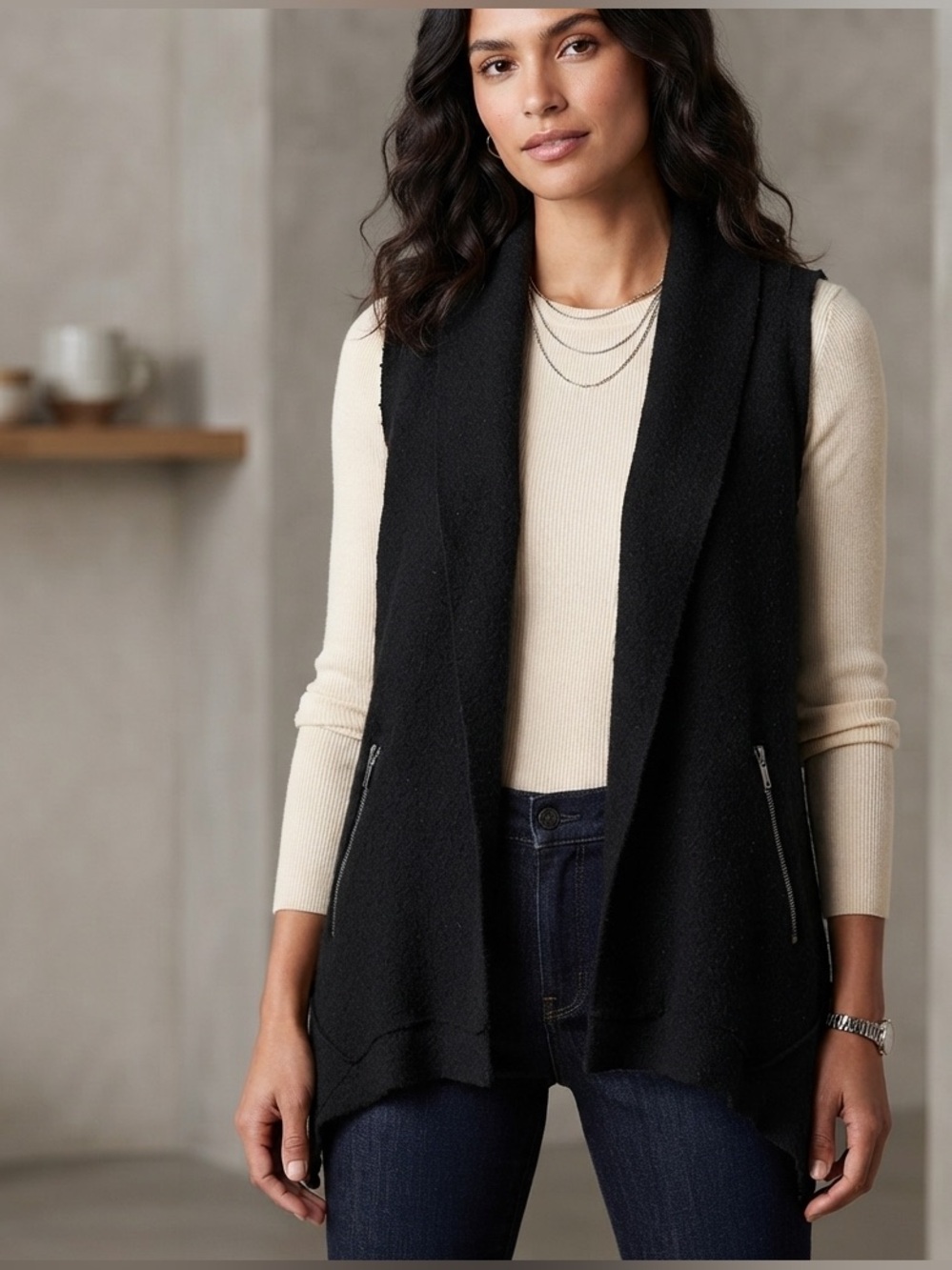 Apropos Black Textured Vest